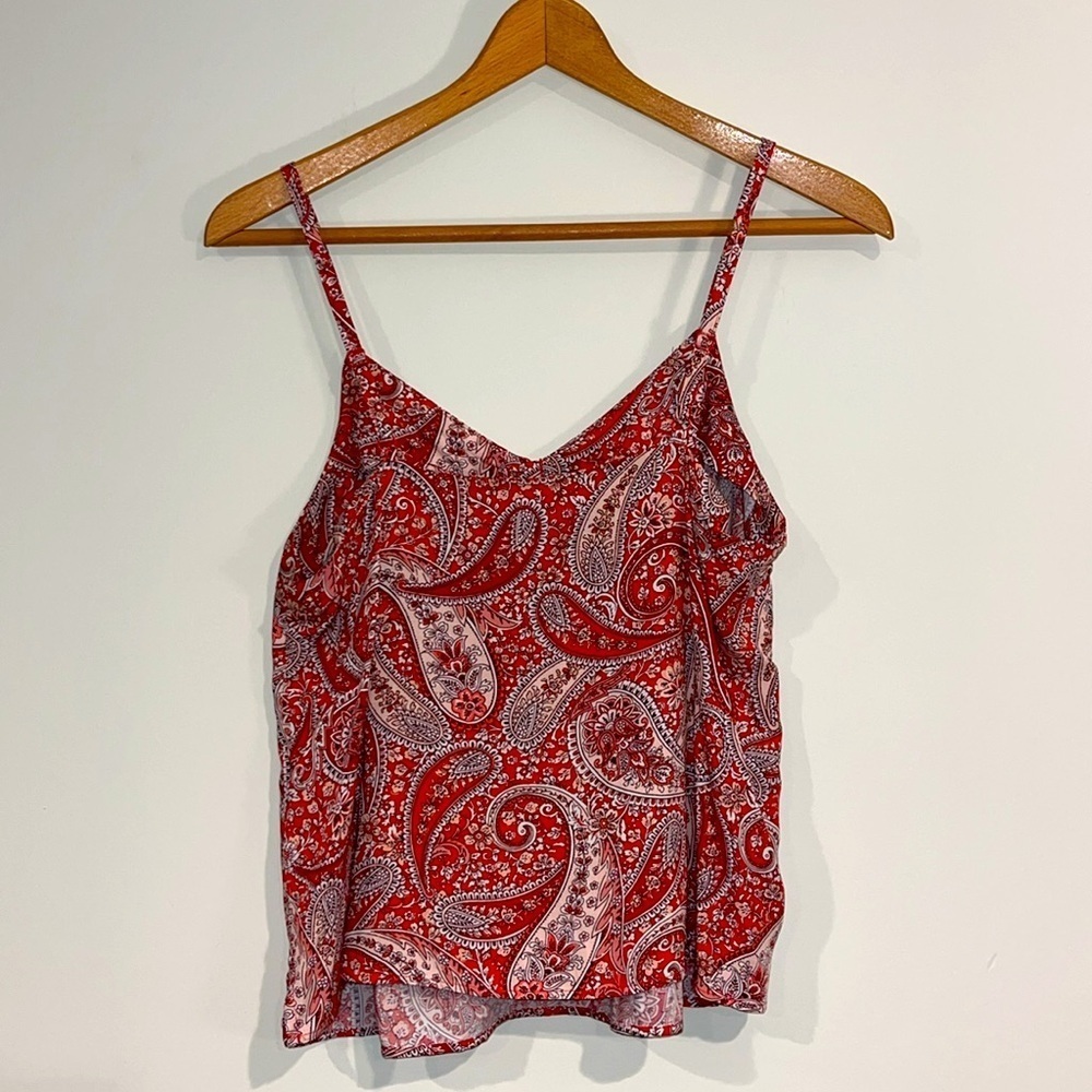 OLD NAVY Semi Fitted Paisley Floral Cami Tank Top Button Front Adjustable Straps - Picture 5 of 5